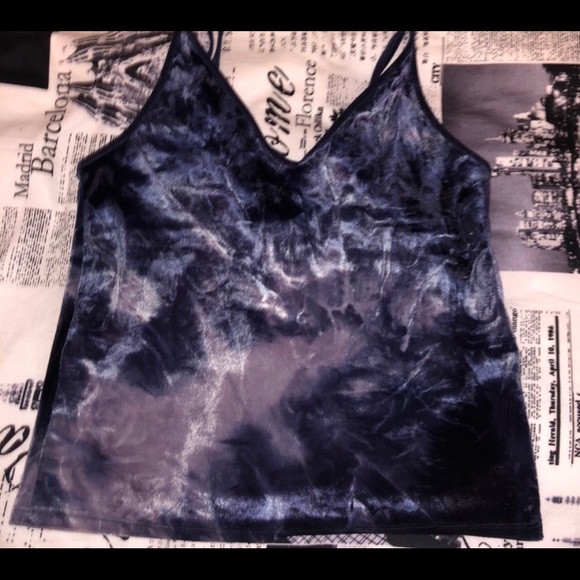 velvet navy blue tank top - Picture 2 of 3